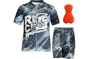 Gogokids Boys Cycling Jersey Set 3D Padded Bike Suit Kids Road Mountain Riding Shorts Bicycle Sportswear for 7-14Y