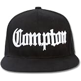 Mens Compton Hat - Embroidered Olde English LA Snapback Cap, Black
