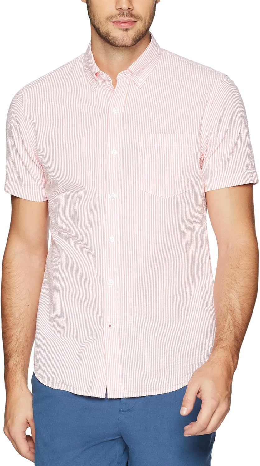  Brand - Goodthreads Men's Slim-Fit Short-Sleeve Seersucker Shirt: Clothing