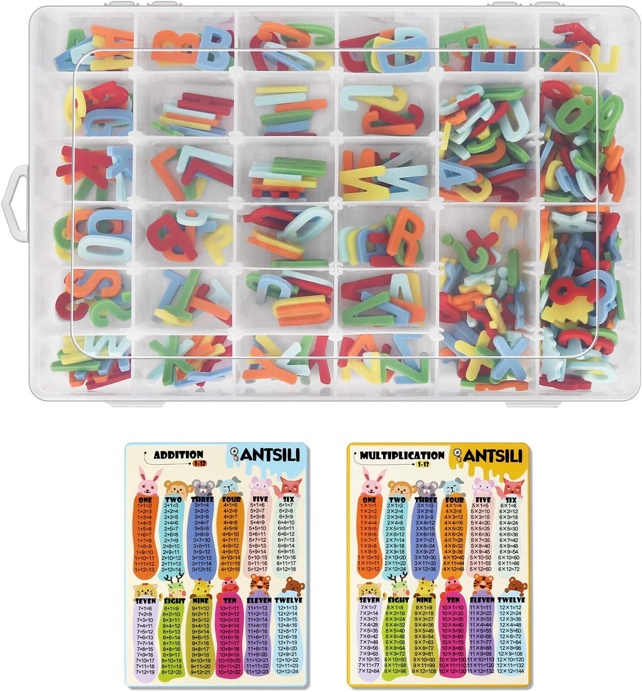 N-S Antsili Alphabet and Match Puzzles for Kids,Spelling Game,Early Education Letters and Numbers Toys,Food-Grade Silicone Digital and Arithmetic Card Paper for Preschoolers Aged 3+