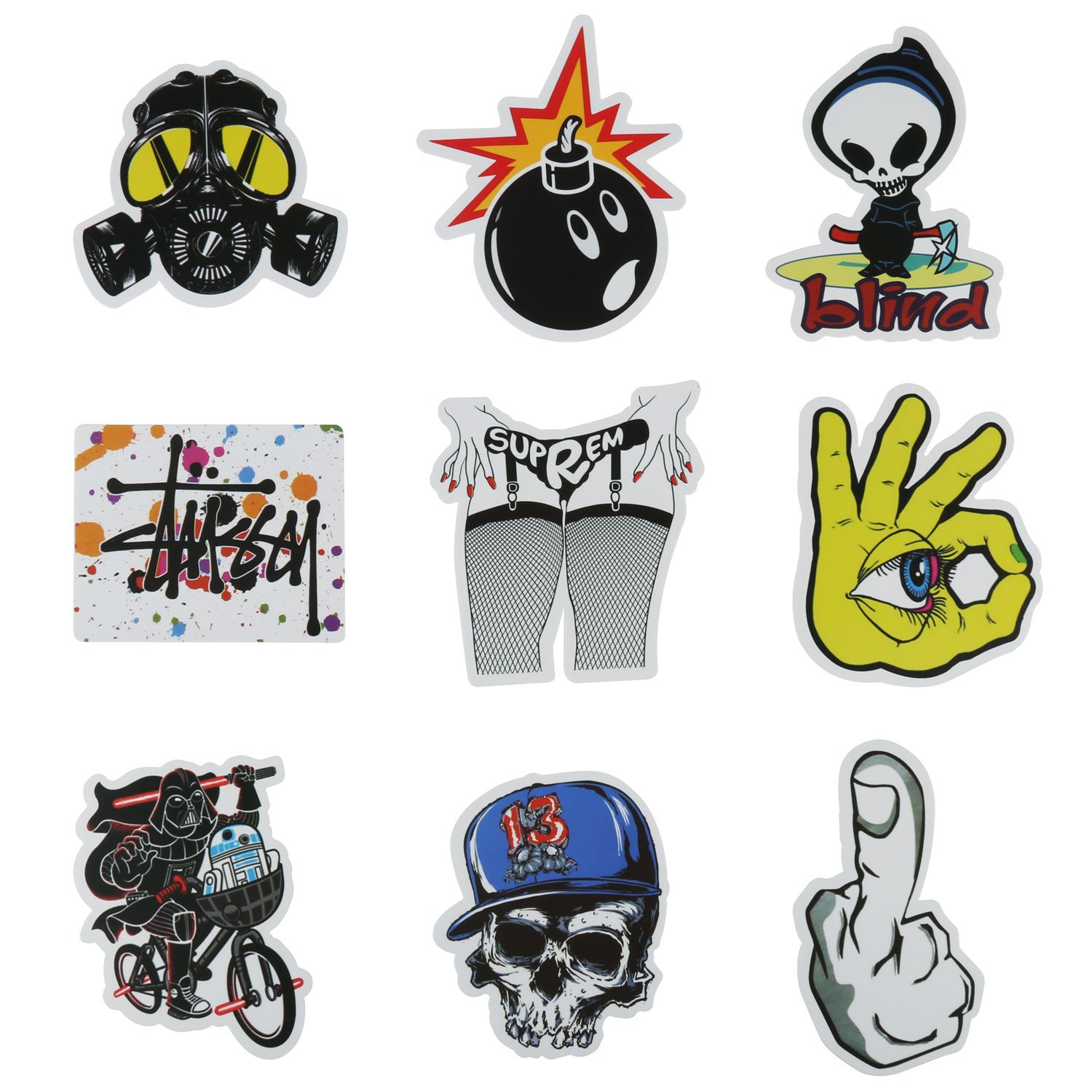 NANAs Graffiti Aufkleber 60 Stück - Wasserdichtes PVC Für Skateboard & Laptop - Bunt & Wiederverwendbar