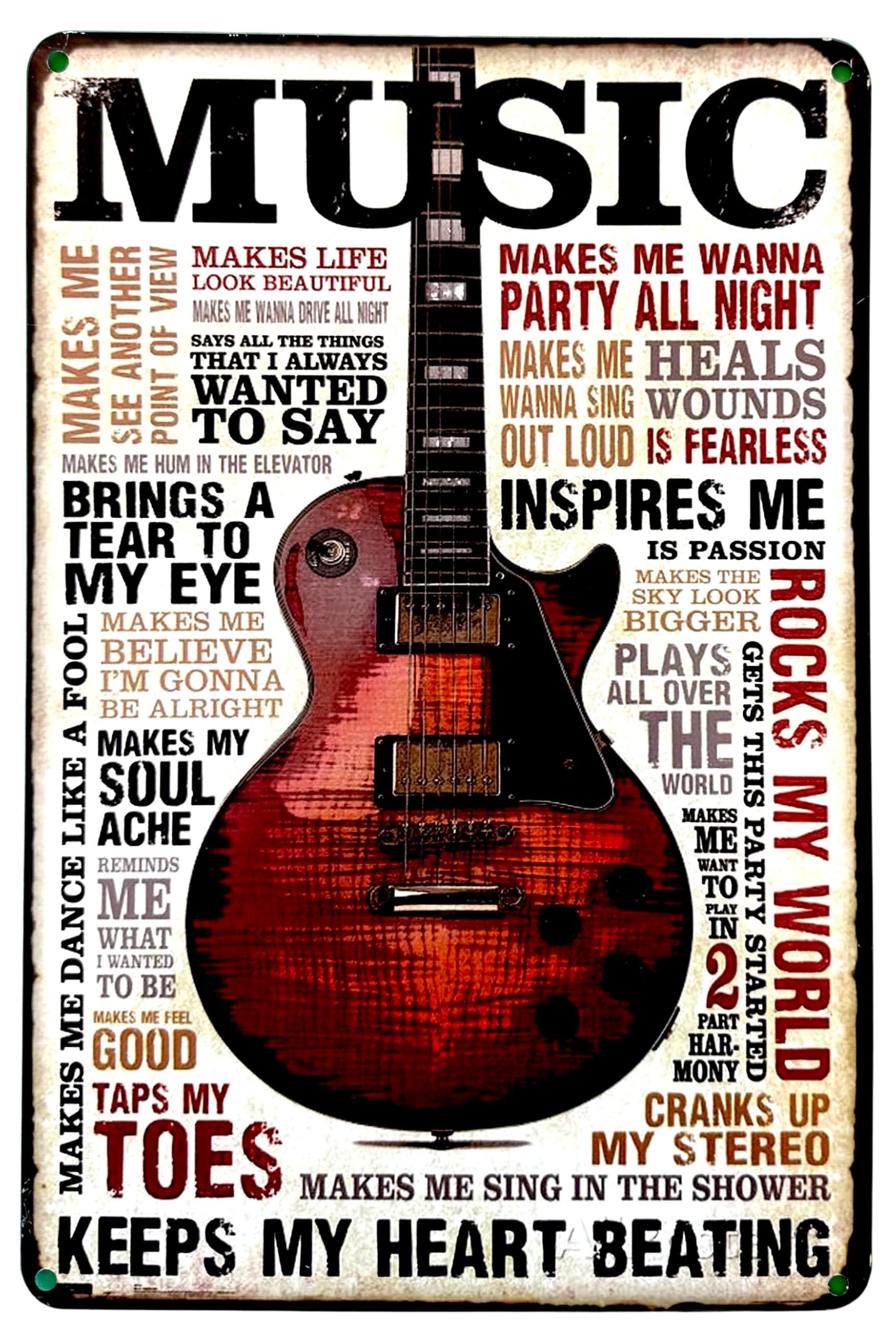 DiiliHiiri Retro Decorative Plaque Poster for Music Lovers and Fans – 30 x 20 cm – Tin Sign | Gift Poster Guitarist and Musicians | Guitar Musical Decoration (2635-245)