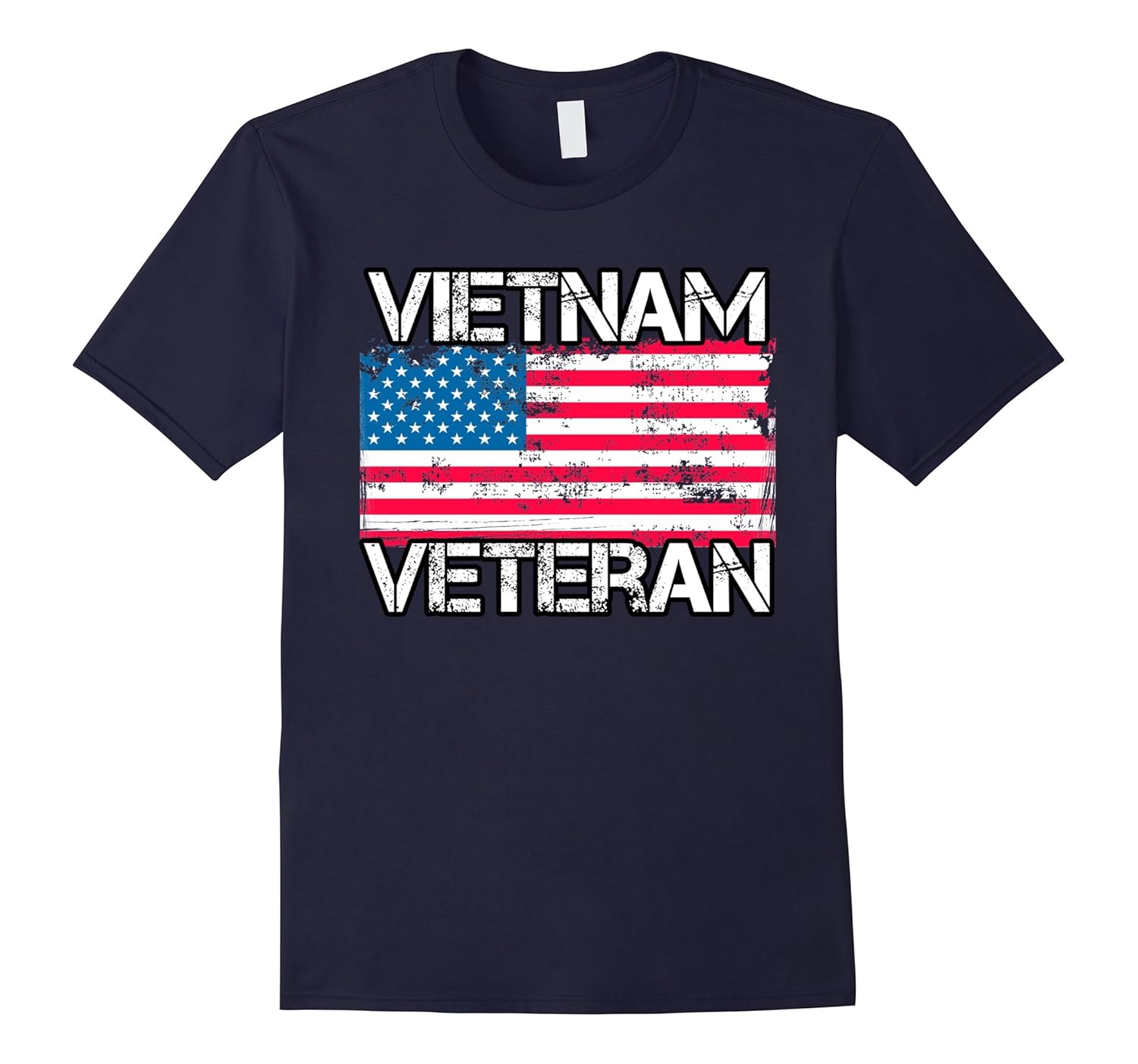 Vietnam Veteran Vintage Patriotic US Flag Distressed T-Shirt-Rose