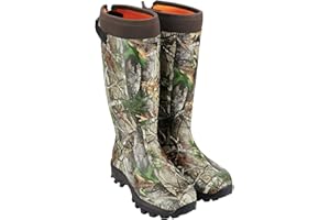 HISEA Rubber Hunting Boots, Tall Warm Neoprene Waterproof Insulated Basic Hunting Boots, Mens Adjustable Winter Boots Durable Slip Resistant Outdoor Hunting Fishing Working Boots for Men