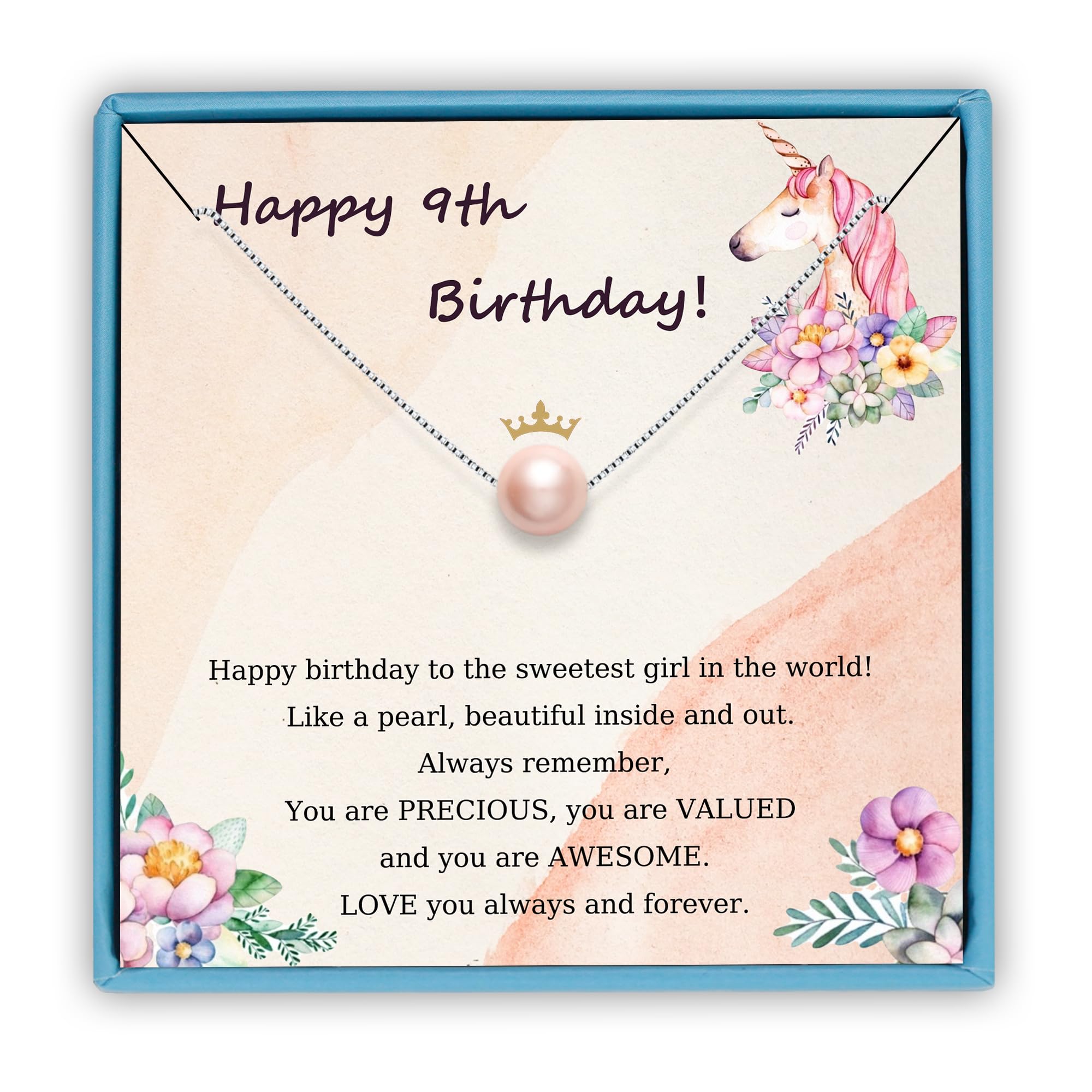 Sereney Birthday Gifts for Girls Women, Sterling Silver Pearl Necklace as 7 9 10 11 13 15 16 18 21 30 40 50 60 Year Old Birthday Gifts, Single Pearl Necklace as Bday Gifts for Friends Lockets