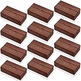 12 Pieces Wood Place Card Holders Wood Sign Table Number Stands Name Card Holder for Wedding Party Events Decoration(3 x 1.6 x 0.8 Inch,Walnut Color)