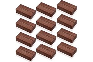THYLE 12 Pieces Wood Place Card Holders Wood Sign Table Number Stands Name Card Holder for Wedding Party Events Decoration(3 x 1.6 x 0.8 Inch,Walnut Color)
