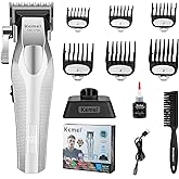 KEMEI 1798 Professional Hair Clippers for Men, 9100 RPM Cordless Barber Clippers with Full Metal Body, 3000 mAh Hair Trimmer with LED Display, Ceramic and DLC Blades