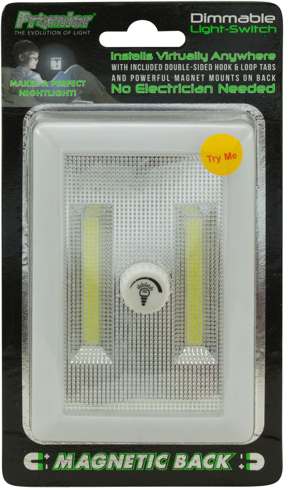 Promier Wireless COB LED Dimmer Light Switch-3 Mounting Options Included, 200 Lumens