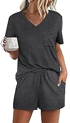 RUBZOOF Pajamas for Women Shorts Set Casual V Neck