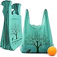 Stock Your Home 100 Pack Thank You Bags Disposable Eco Grocery T-Shirt Bag with Handles for Supermarket, Groceries, Produce, Shopping, Trash, Small Commercially Compostable Baggies Bulk