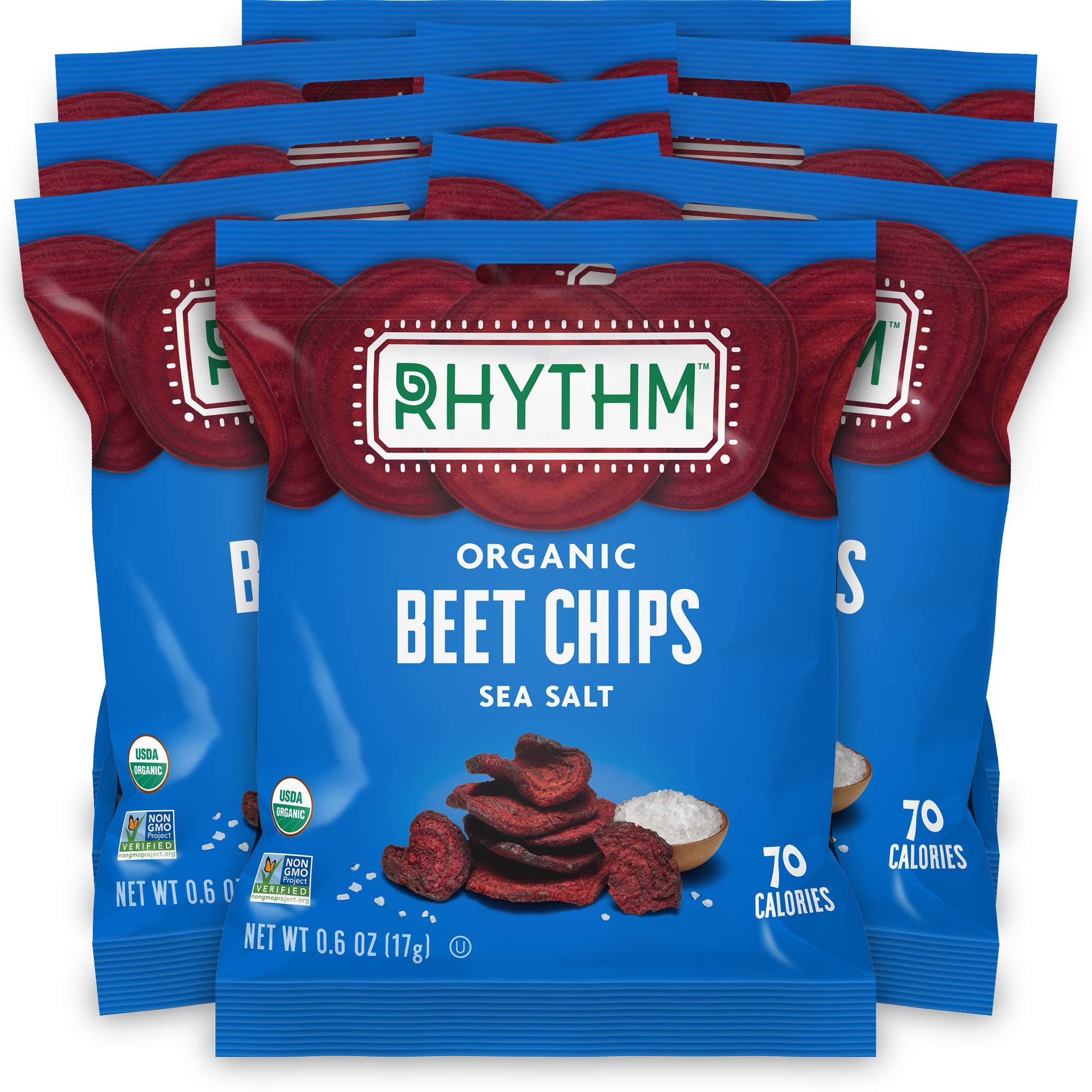 Rhythm Superfoods Beet Chips, Sea Salt, Organic and NonGMO, 0.6 Oz