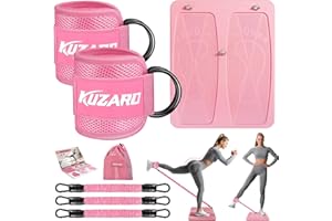 KUZARO Glute Workout Equipment, Leg & Hip Exercise Equipment for Women, Resistance Bands with Ankle Straps & Exercise Board f