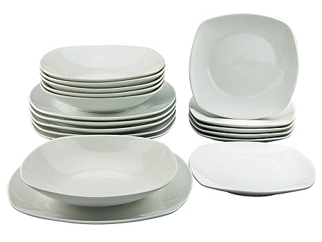 CreaTable 19767. Serie Square weiss, Geschirrset Teller-Set 18 teilig