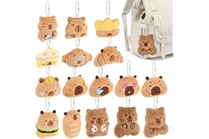 16 Pcs Capybara Plush Keychains, Funny Plush Backpack Charm, Cute Mini Stuffed Plush Animals Keychains Bulk for Birthday Pres