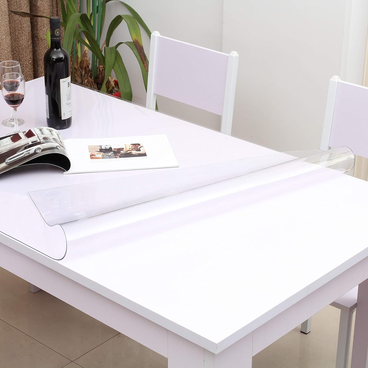 Rectangle Clear Plastic Protective Table Cover - Heavy Duty - 1.5mm Thick - 60" x 36" - 1 ct Box - Table Tek - Restaurantware: Kitchen & Dining