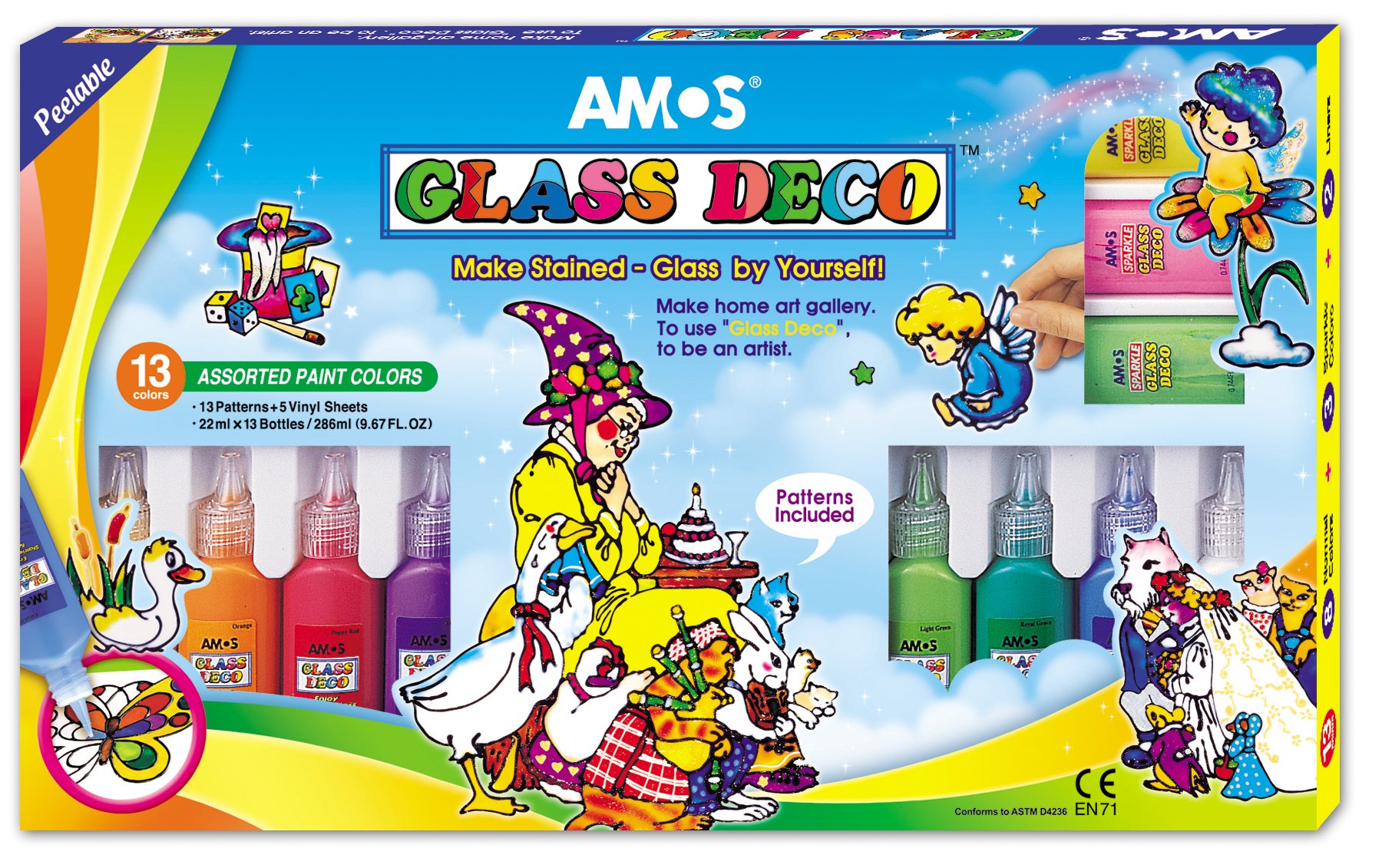 Buy AMOS Peelable Glass Paints and Stain Kit with Outliners
