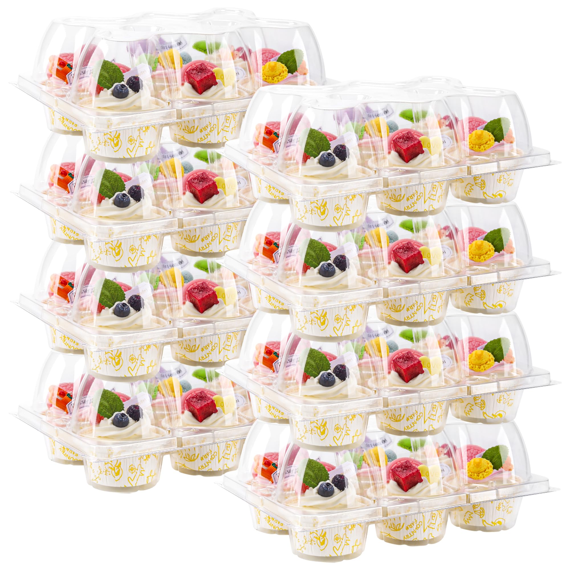 Photo 1 of NPLUX 6 Count Cupcake Containers 30 Pack Cupcake Holders Clear Plastic Stackable Cupcake Boxes with Detachable Tall Dome Lids for 180 Cupcakes, BPA Free, Standard Size