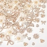 Janinka 140 Pcs Rhinestone Buttons Faux Pearl Buttons Flat Back Flower Embellishments for Jewelry Making DIY Craft Wedding Hair Bouquet Home Decoration Party Accessory (Butterfly)