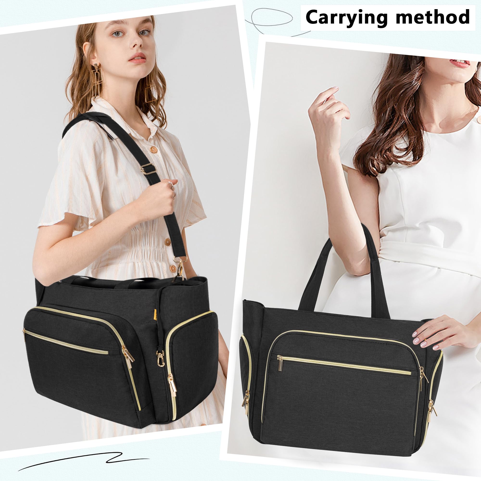 TORIBIO Breast Pump Bag for Spectra S1/S2, Medela, Rainyb, Elvie, Evenflo, Breastfeeding Mom Bag Diaper Tote Bag with 15