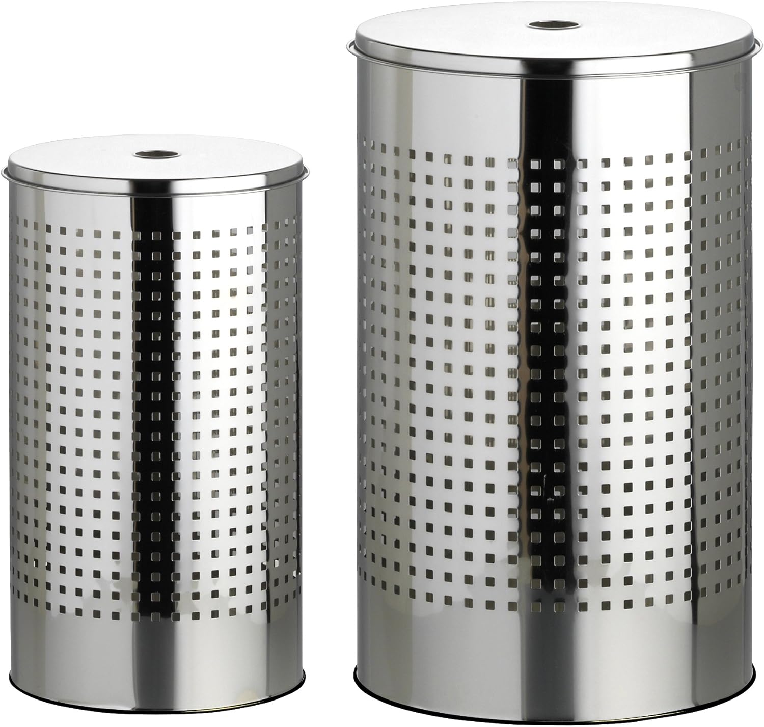 Set Of 2 Laundry Basket Set Laundry Basket Stainless Steel 1 X 35 Litres And 1 X 55 Litres Chrome Amazon Co Uk Home Kitchen