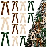 Suncalla 12 Pcs Multicolor Vintage Velvet Bows for Christmas Tree Frayed Velvet Ribbon Bows Ornaments Frayed Crushed Ribbons for Tree Garland Wreath Indoor Outdoor Xmas Decorations