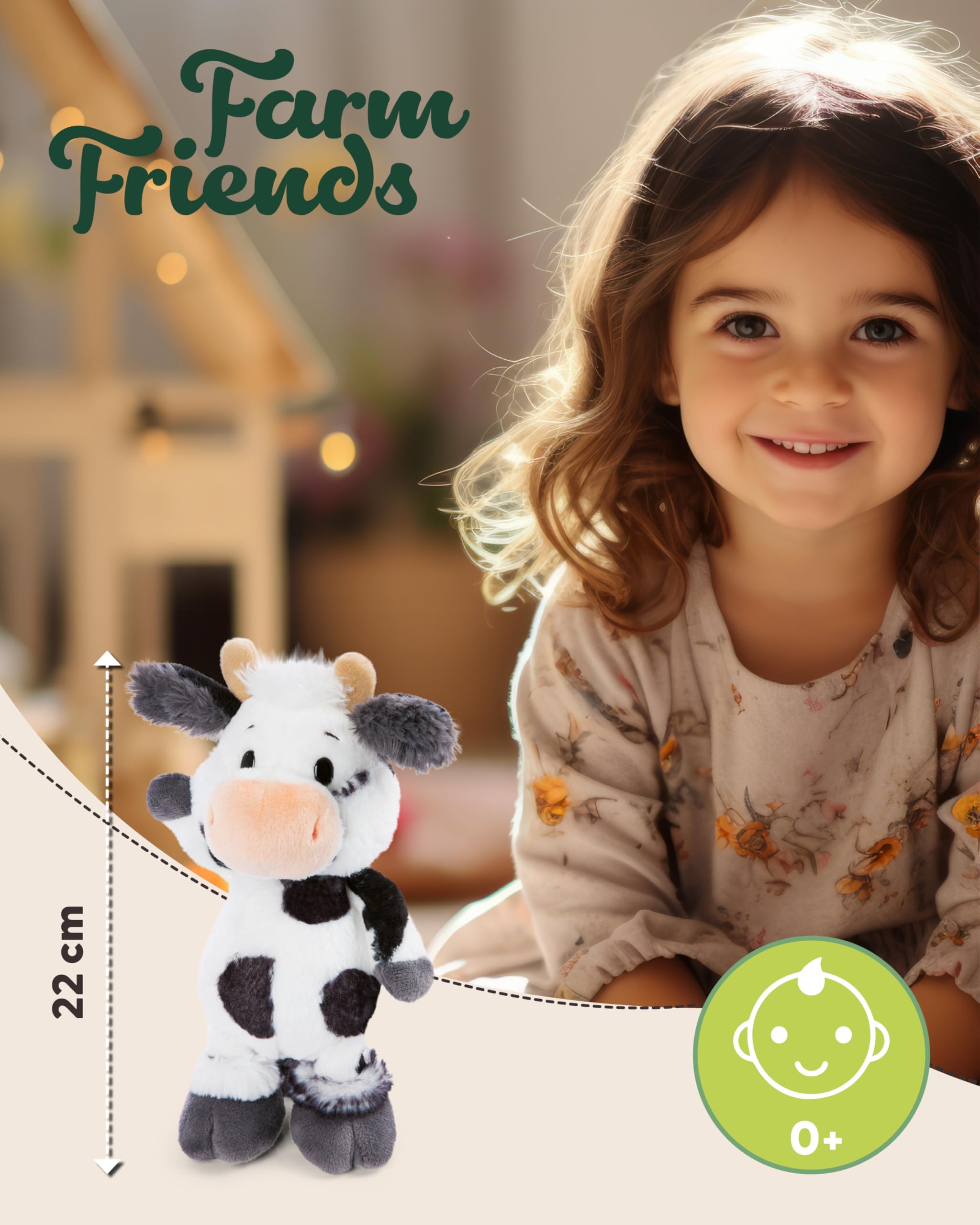 NICI Kuscheltier Kuh Cowluna 22cm - weiß - Weiches Plüschtier – niedliches Stofftier zum Kuscheln & Spielen – tolle Geschenkidee für Kinder & Erwachsene - 62251 2