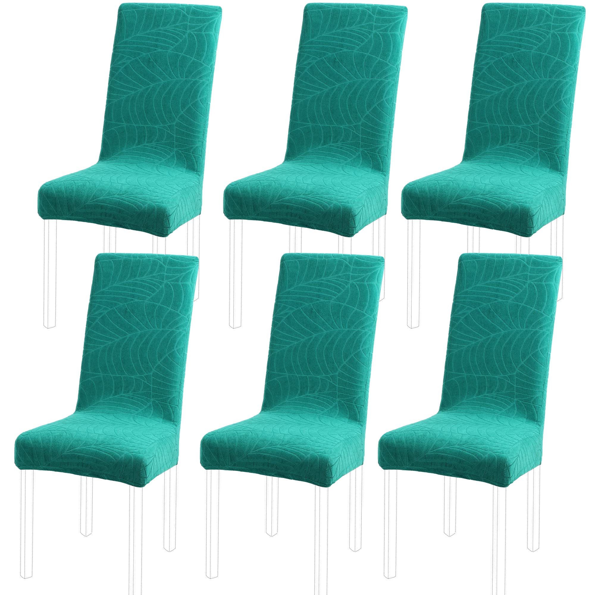 PiccoCasa Stretch Spandex Dining Chair Covers for Dining Chair Pack of 6, Removable Washable Chair Covers for Hotel Party Kitchen Wedding - Teal High Back Chair Seat Slipcovers