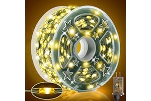 Heceltt 164 FT 500 LED Christmas Lights Outdoor,Green Wire Outdoor Fairy Lights Plug in Waterproof 8 Modes and Timer Memory Function for Xmas Wedding Party Holiday Patio Garden Decor（Warm White