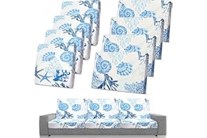 Spiareal 8 Pcs Waterproof Patio Stretch Sofa Cushion Cover, Outdoor Cushion Cover Replacement Include 4 Backrests and 4 Cushions, Sofa Seat Covers Furniture Protector(Coral)