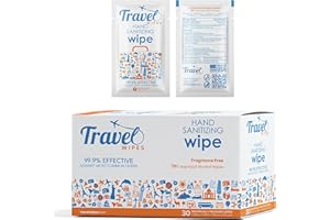 Hand Sanitizing Travel Wipes – 30ct Individually Wrapped | Fragrance-Free, Moisturizing, 70% Isopropyl Alcohol Wipes | Travel, Home, Office, Daily Use | Made in USA