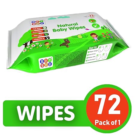 Beybee Cucumber and Aloe Vera Baby Wipes for New Born Babies (72 Count)