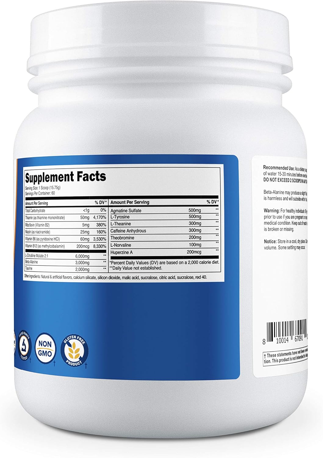 Nutricost Pre-Workout Complex Powder Fruit Punch (60 Serv): Health & Personal Care