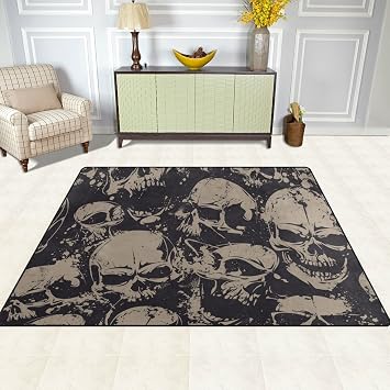 Ffy Go Area Rug Skull Art Vintage Print Carpet Large Non Slip For