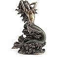 JFSM INC. Large Beautiful Mermaid Sitting on Rock Statue Sculpture Figurine