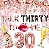 LaVenty 53 PCS Rose Gold Talk 30 to Me Balloons Talk 30 to Me Birthday Decoration Talk Thirty To Me Backdrop Talk Thirty To Me Banner 30th Birthday Decoration for Her Dirty 30 Birthday Decoration
