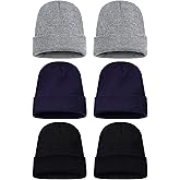 Geyoga 6 Pieces Multicolor Winter Beanie Hats Warm Knitted Cuffed Skull Cap for Adults