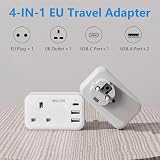 Mscien UK to EU Travel Plug Adapter USB C 2 USB A Ports Germany France Spain view 3