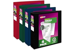 Avery Durable View 3 Ring Binders, 2 Inch Slant Rings, 530-Sheet Capacity, DuraHinge, 2.8 Inch Wide Spine, Customizable Clear