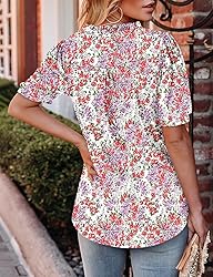 KISSMODA Women's Tunic Tops Casual V Neck Short