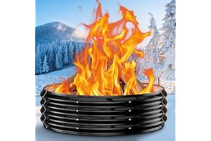 XGMDD Fire Pit Ring for Outside - 48IN Heavy Duty Round Wood Burning Outdoor Fireplaces,High Heat Resistant,12''Raised,Galvanized Steel Firepit Portable for Camping,Bonfire,Backyard,Beach,Patio