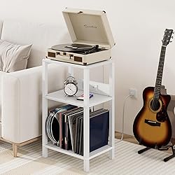 TUTOTAK Record Player Stand with Storage Up to 100
