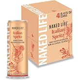 Naked Life Italian Spritz Non-Alcoholic Cocktail, 4 Pack, 8.4 Fl Oz | A zero-sugar, 5 cal, gluten-free, ready to drink mocktail with tart-sweet orange, herbal bitterness flavor. Serve over ice