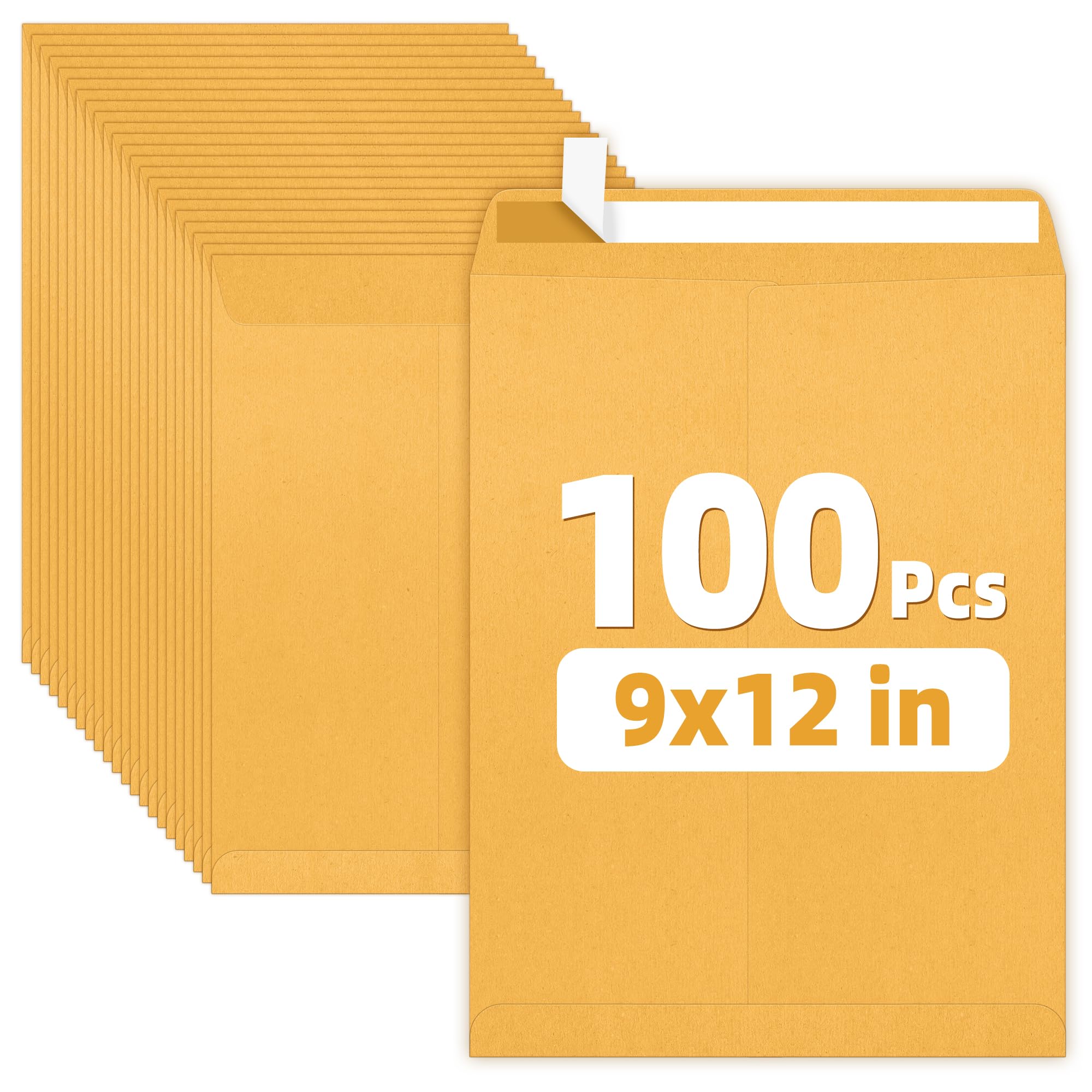 Photo 1 of SUNEE 9x12 Envelopes Self-Seal Catalog Mailing Envelopes -100 Count, Ultra Strong Quick-Seal, 9x12 inch Brown Kraft Manila Envelopes Security Envelopes