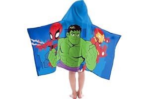 Jay Franco Marvel Super Hero Adventures United Kids Bath/Pool/Beach Hooded Towel - Featuring The Avengers - Super Soft & Absorbent Cotton Towel, Measures 22 inch x 51 Inch (Official Marvel Product)