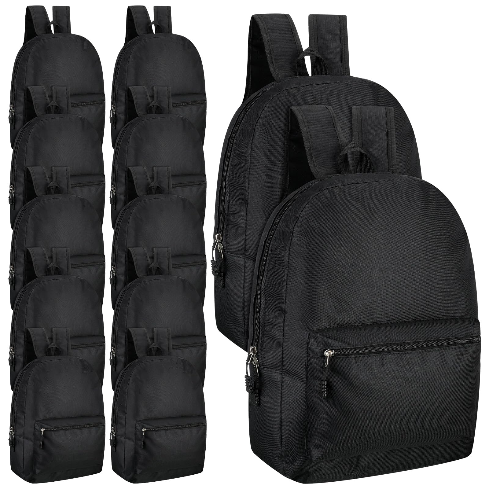 Photo 1 of 48 Pack Black School Backpacks Bulk for Kids 17 Inch Backpack in Bulk Travel Outdoor Bookbag Back to School Essentials Supplies Lightweight Bookbags for Students Elementary Middle High