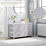 Nicehill Tall Chest of Drawers Fabric Dresser 5 Drawers Grey White view 3
