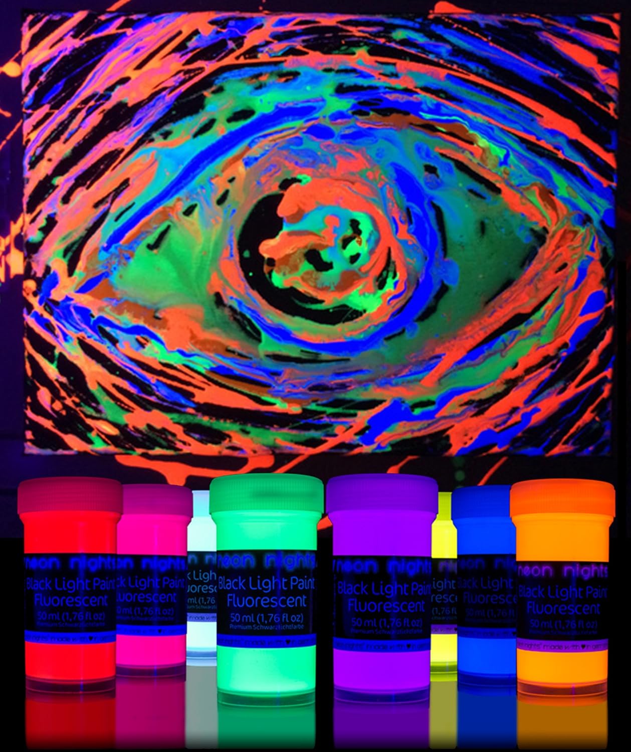Neon Nights Ultraviolet UV Black Light Fluorescent Glow Wall Paint Set