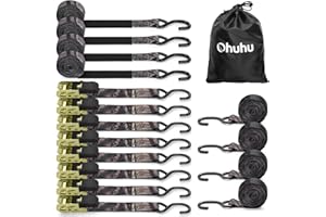 Ratchet Straps, Ohuhu 8 Pack 15 Ft Ratchet Tie Down Strap, Ratchet Tie Downs Logistic Cargo Straps for Trucks Moving Applianc