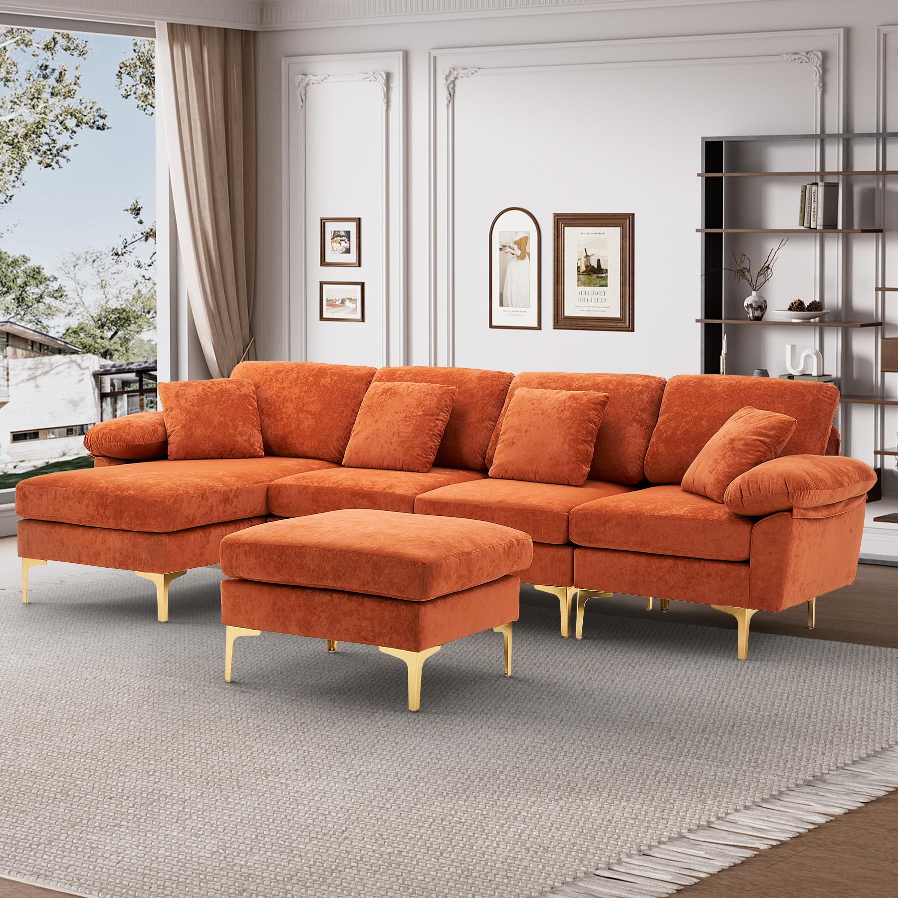 Wrofly U-Shaped Sectional Sofa Couch, 114" Comfy